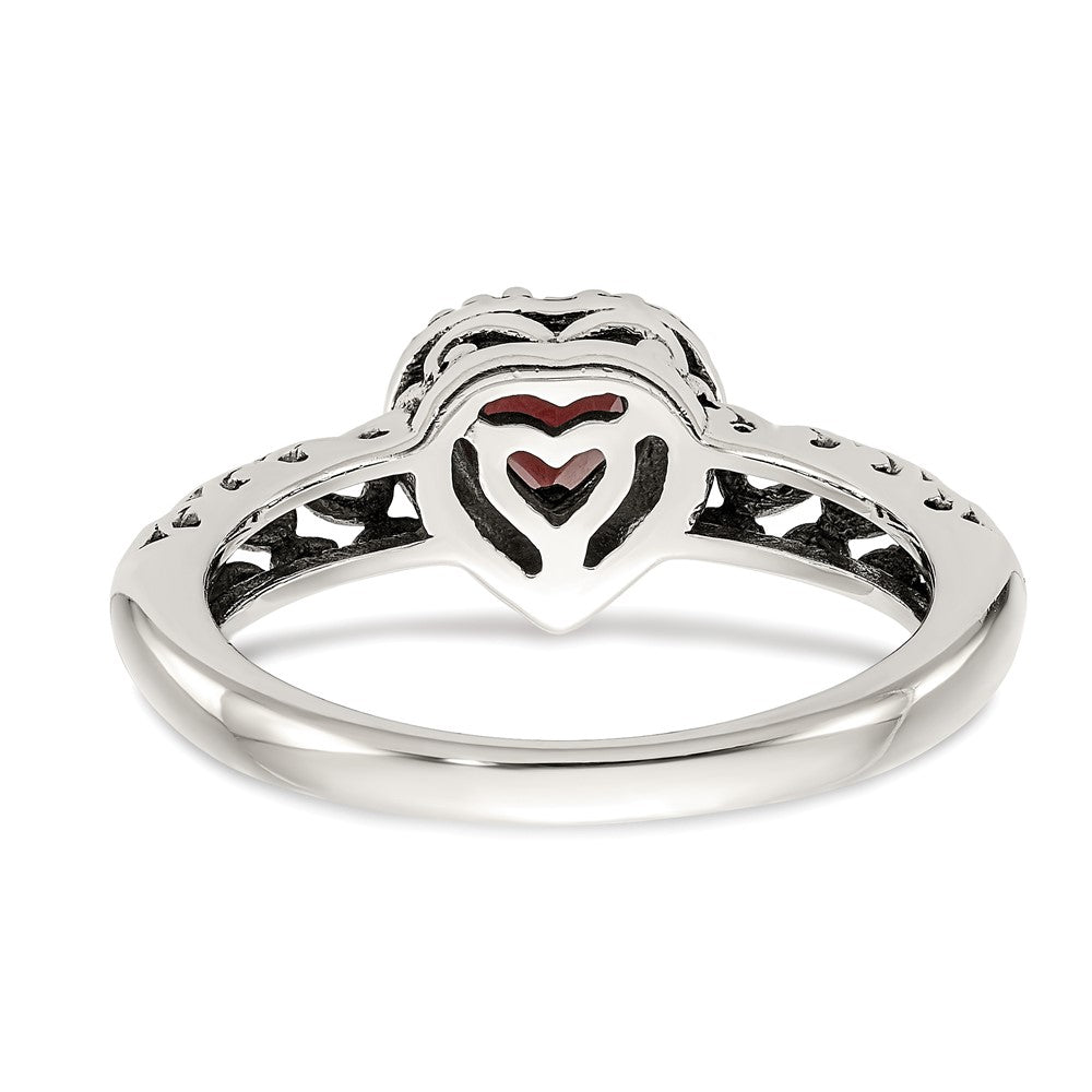 Sterling Silver Antiqued w/14k Garnet Ring