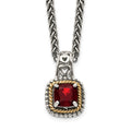Sterling Silver Antiqued w/14k Garnet Necklace