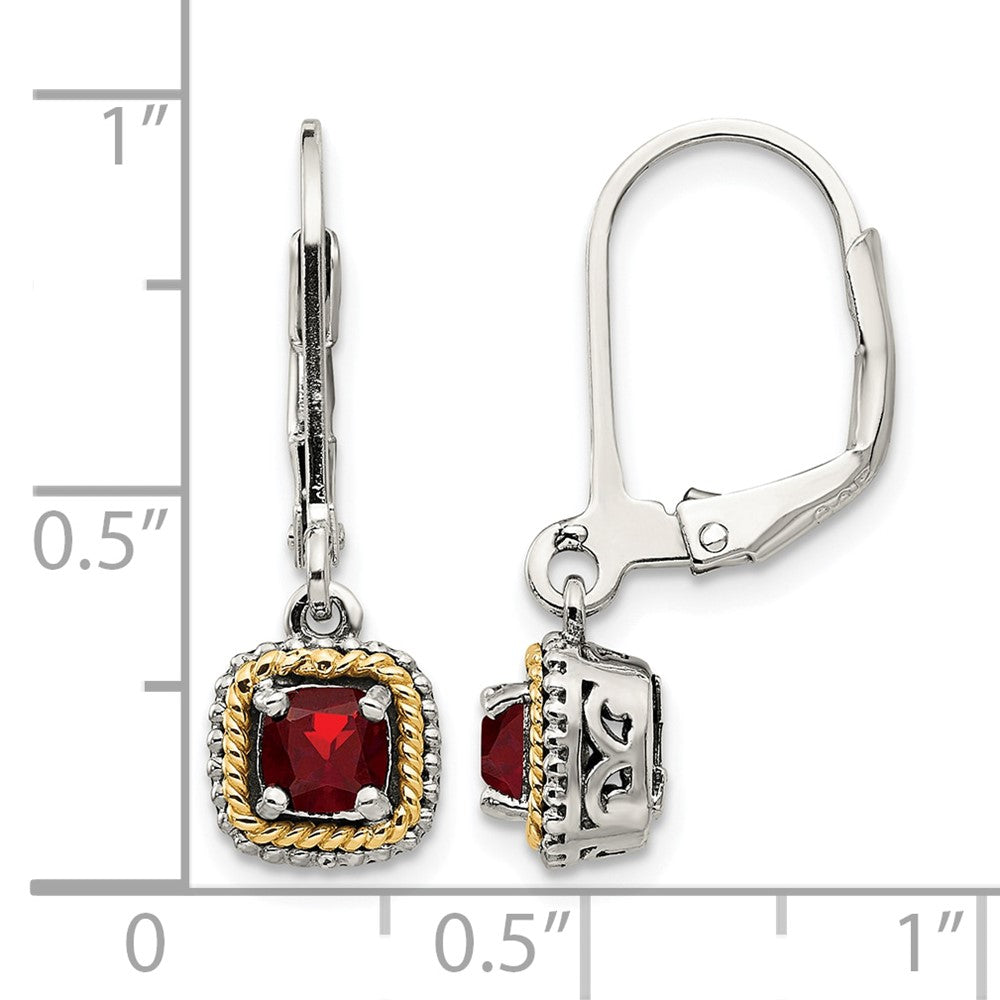 Sterling Silver Antiqued w/14k Garnet Earrings