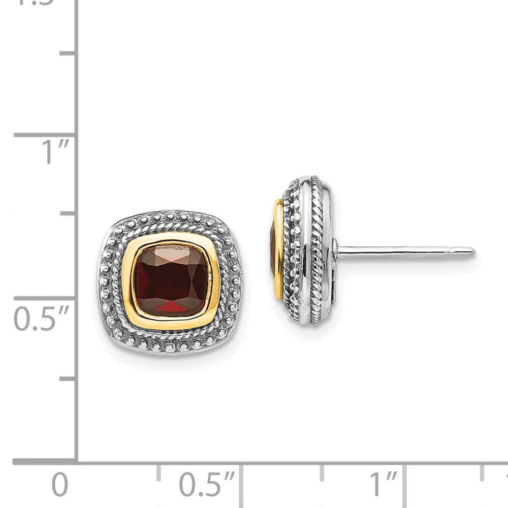 Sterling Silver Antiqued w/14k Garnet Earrings