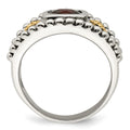 Sterling Silver Antiqued w/14k Garnet Ring
