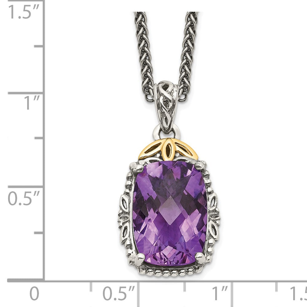 Sterling Silver Antiqued w/14k Amethyst Necklace