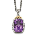 Sterling Silver Antiqued w/14k Amethyst Necklace