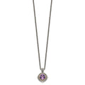 Sterling Silver Antiqued w/14k Amethyst Necklace