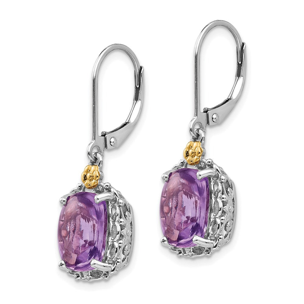 Sterling Silver w/14k Antiqued Amethyst Earrings