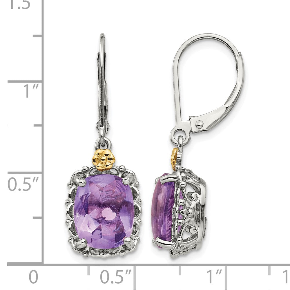 Sterling Silver w/14k Antiqued Amethyst Earrings