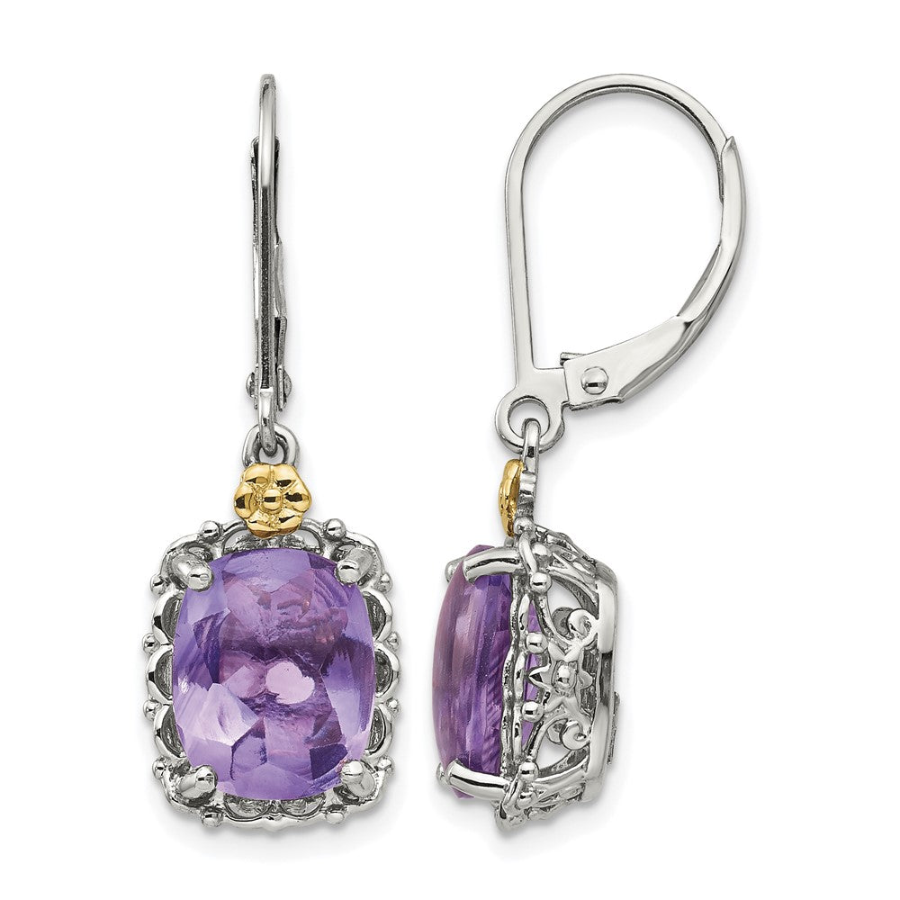 Sterling Silver w/14k Antiqued Amethyst Earrings