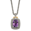 Sterling Silver Antiqued w/14k Diamond & Amethyst Necklace