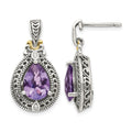 Sterling Silver Antiqued w/14k Diamond & Amethyst Earrings