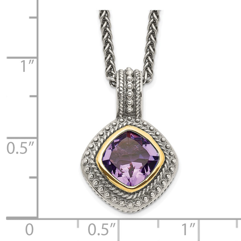 Sterling Silver Antiqued w/14k Amethyst Necklace