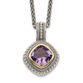 Sterling Silver Antiqued w/14k Amethyst Necklace