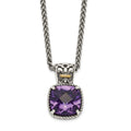 Sterling Silver Antiqued w/14k Amethyst Necklace