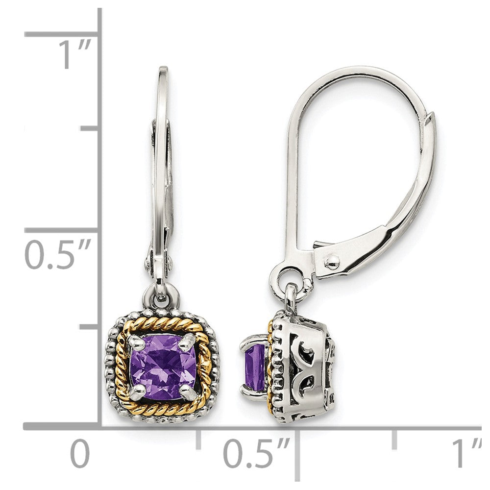 Sterling Silver Antiqued w/14k Amethyst Earrings