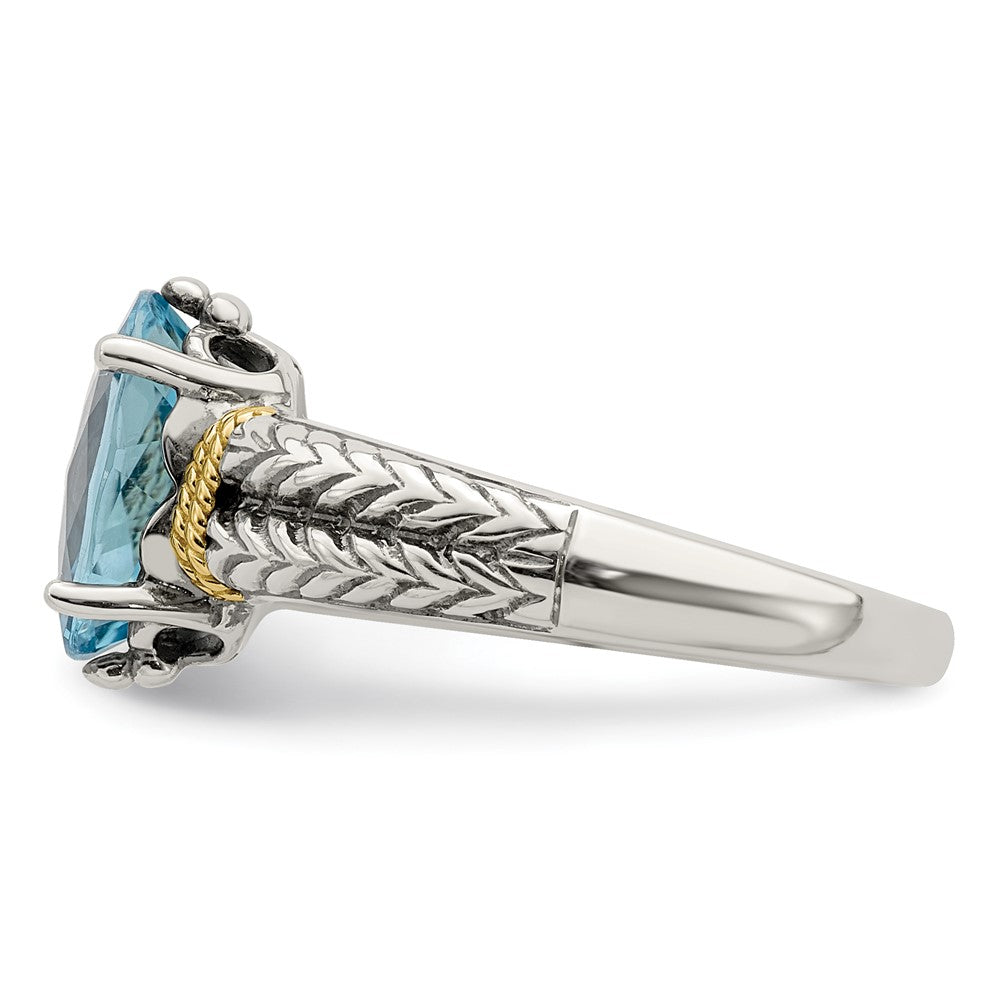 Sterling Silver Antiqued w/14k Blue Topaz Ring