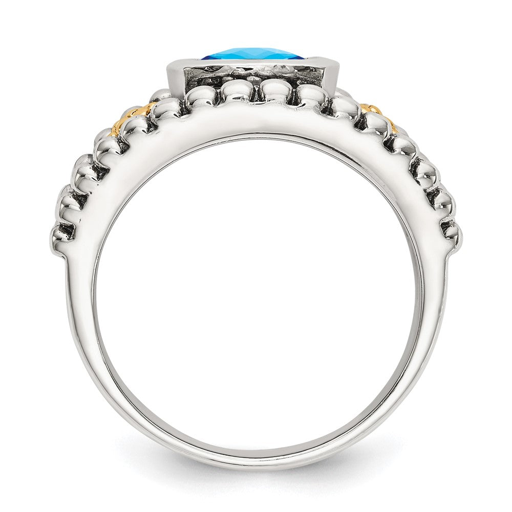 Sterling Silver Antiqued w/14k Blue Topaz Ring