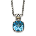Sterling Silver Antiqued w/14k Blue Topaz Necklace