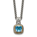 Sterling Silver Antiqued w/14k Blue Topaz Necklace