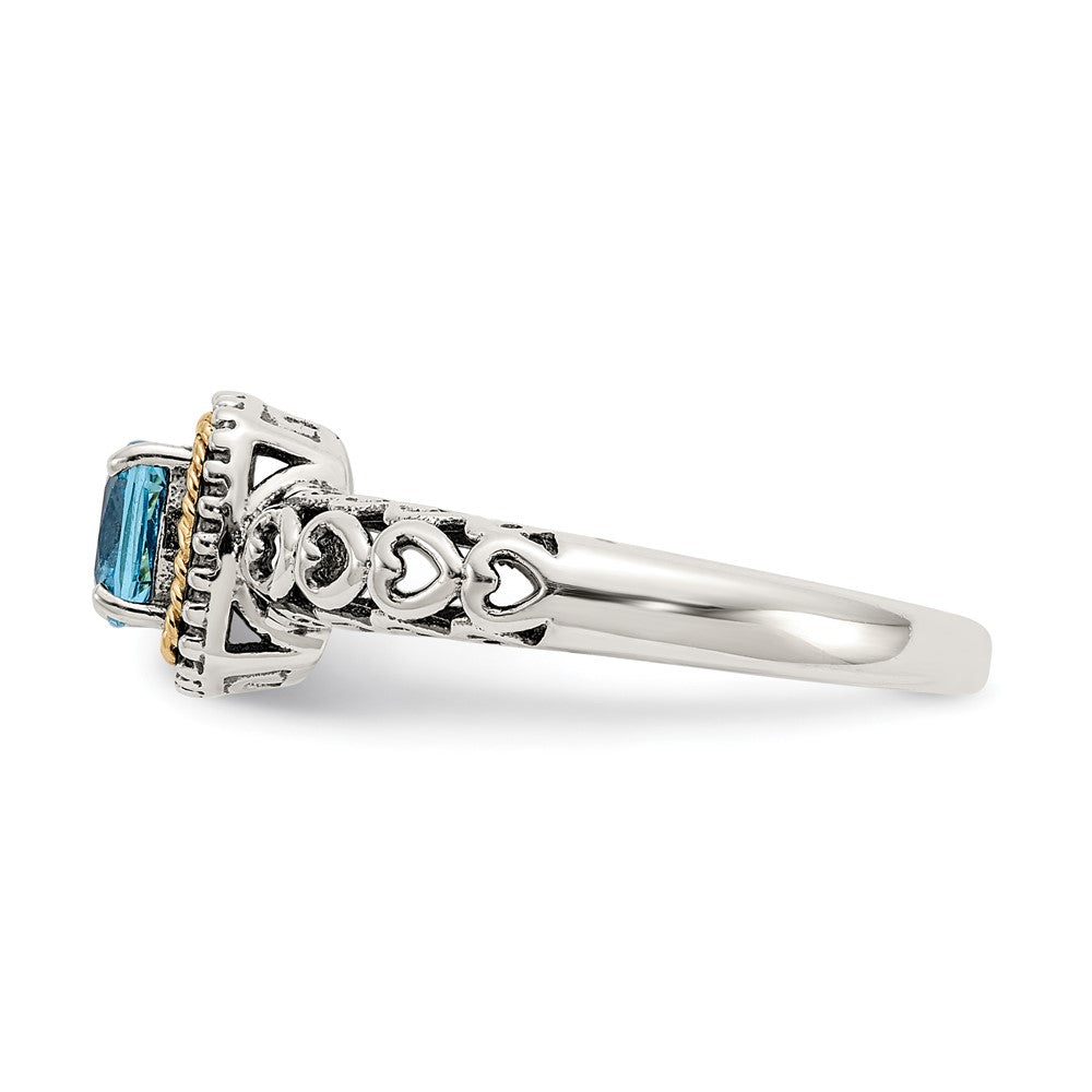 Sterling Silver Antiqued w/14k Blue Topaz Ring