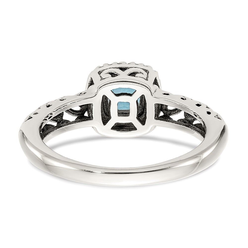 Sterling Silver Antiqued w/14k Blue Topaz Ring