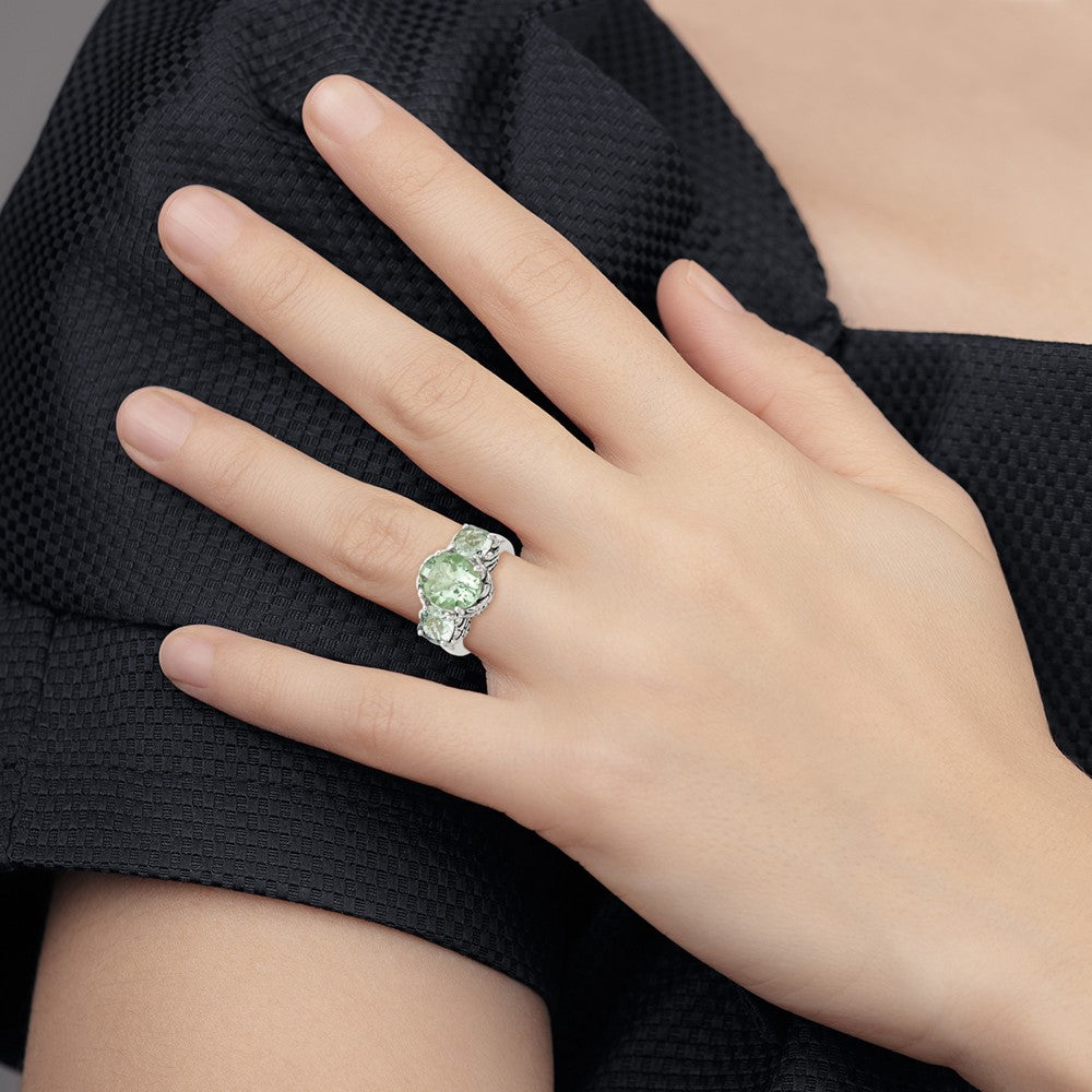 Sterling Silver Antiqued Green Quartz Ring