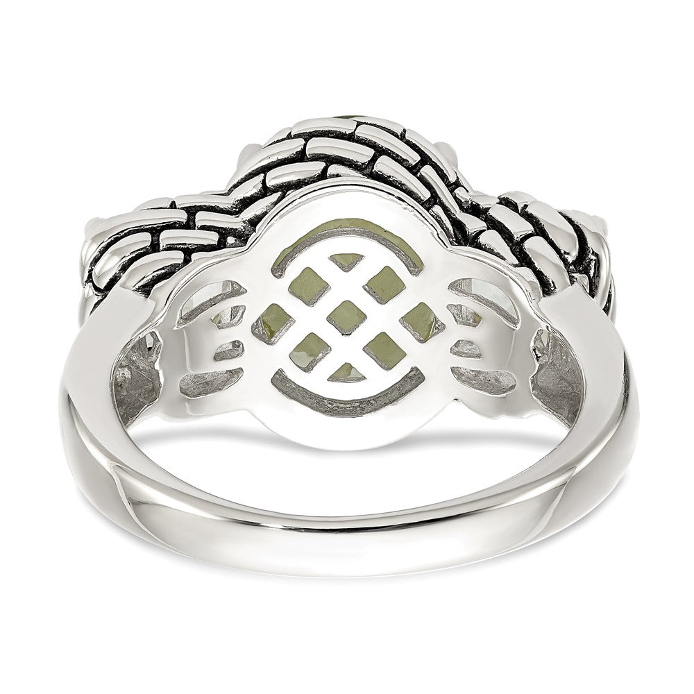 Sterling Silver Antiqued Green Quartz Ring