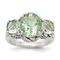 Sterling Silver Antiqued Green Quartz Ring