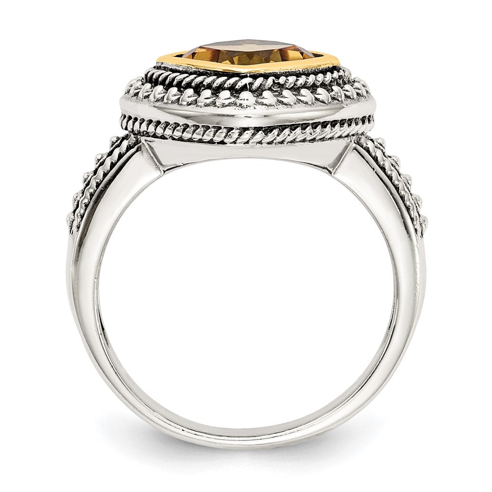 Sterling Silver Antiqued w/14k Citrine Ring
