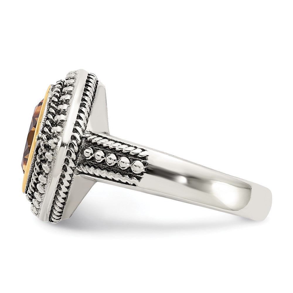 Sterling Silver Antiqued w/14k Citrine Ring