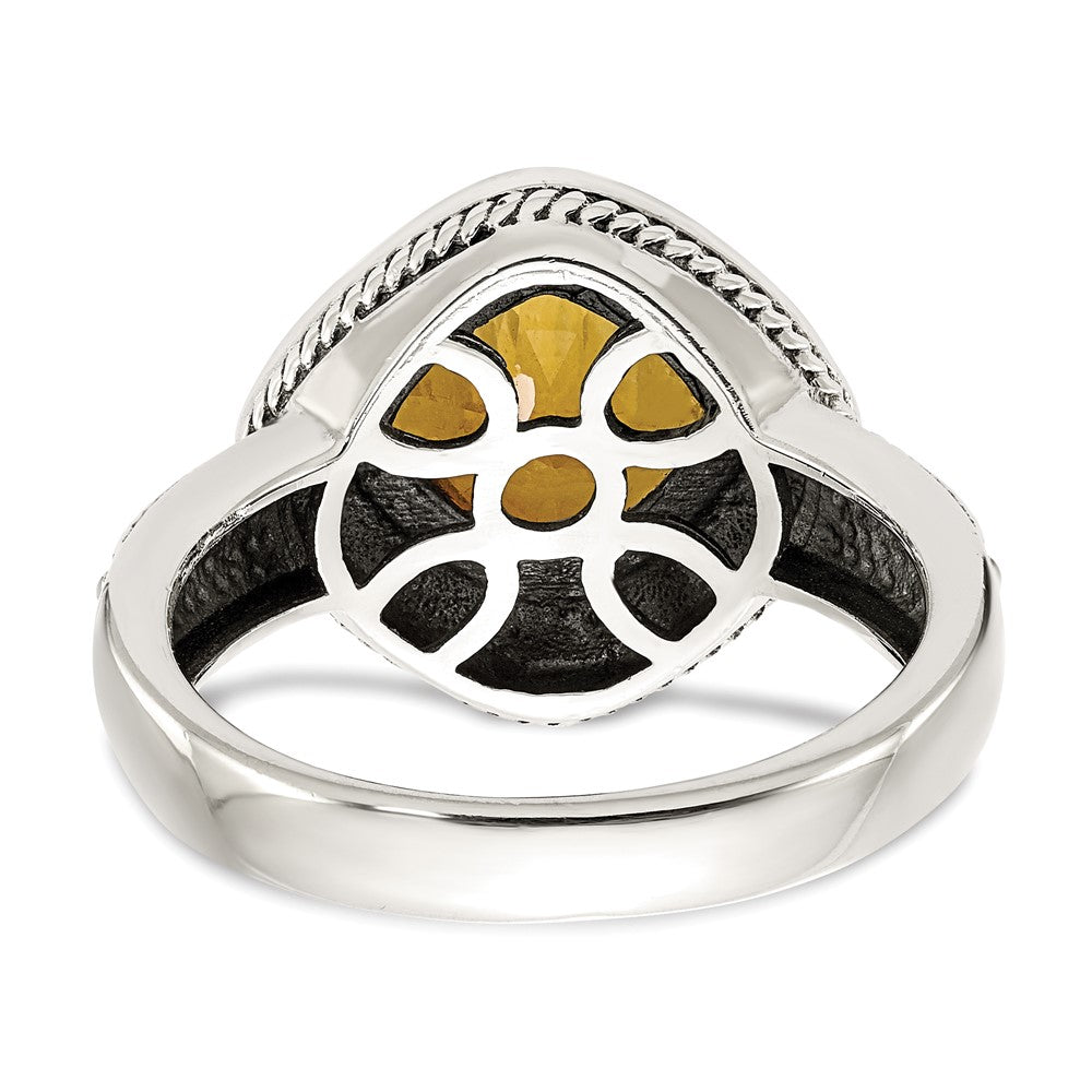 Sterling Silver Antiqued w/14k Citrine Ring
