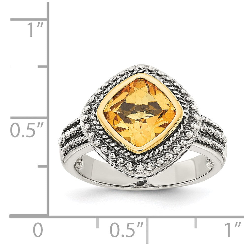 Sterling Silver Antiqued w/14k Citrine Ring