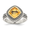 Sterling Silver Antiqued w/14k Citrine Ring