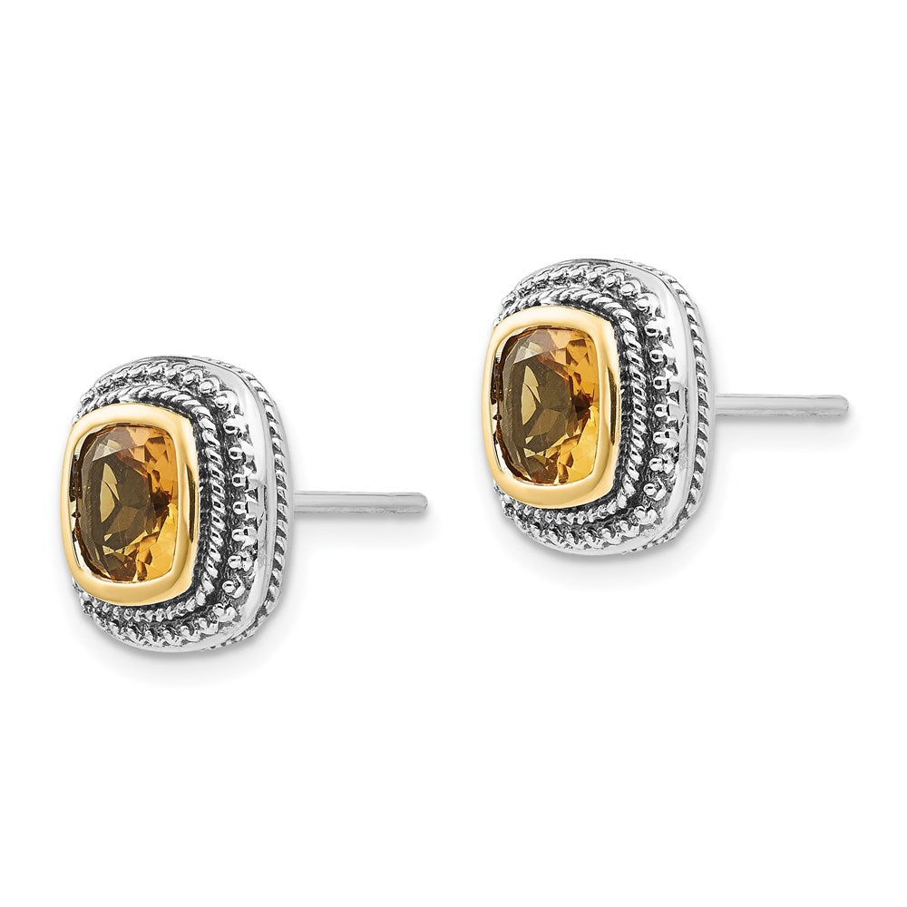 Sterling Silver Antiqued w/14k Citrine Earrings