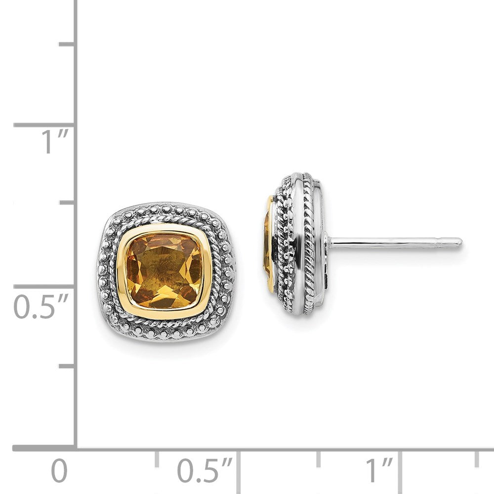 Sterling Silver Antiqued w/14k Citrine Earrings