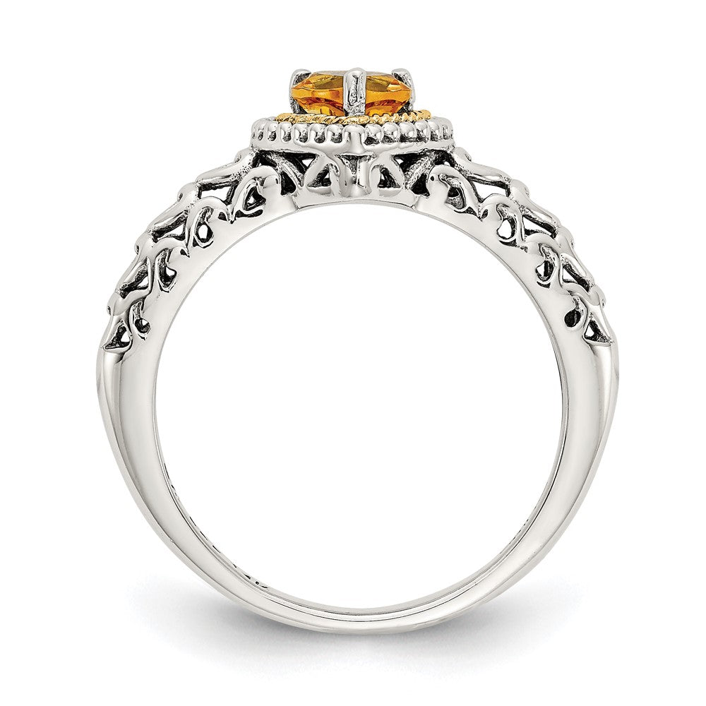 Sterling Silver Antiqued w/14k Citrine Ring
