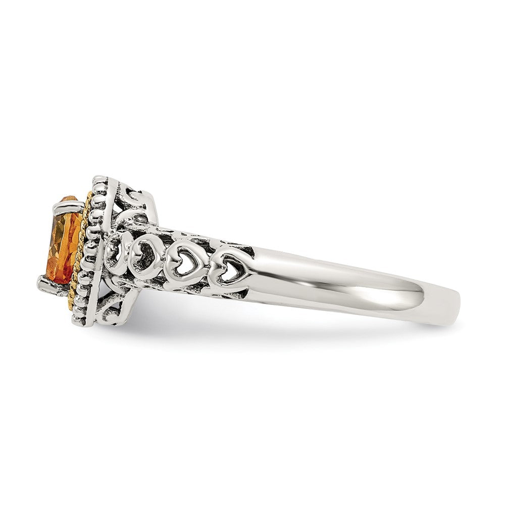 Sterling Silver Antiqued w/14k Citrine Ring