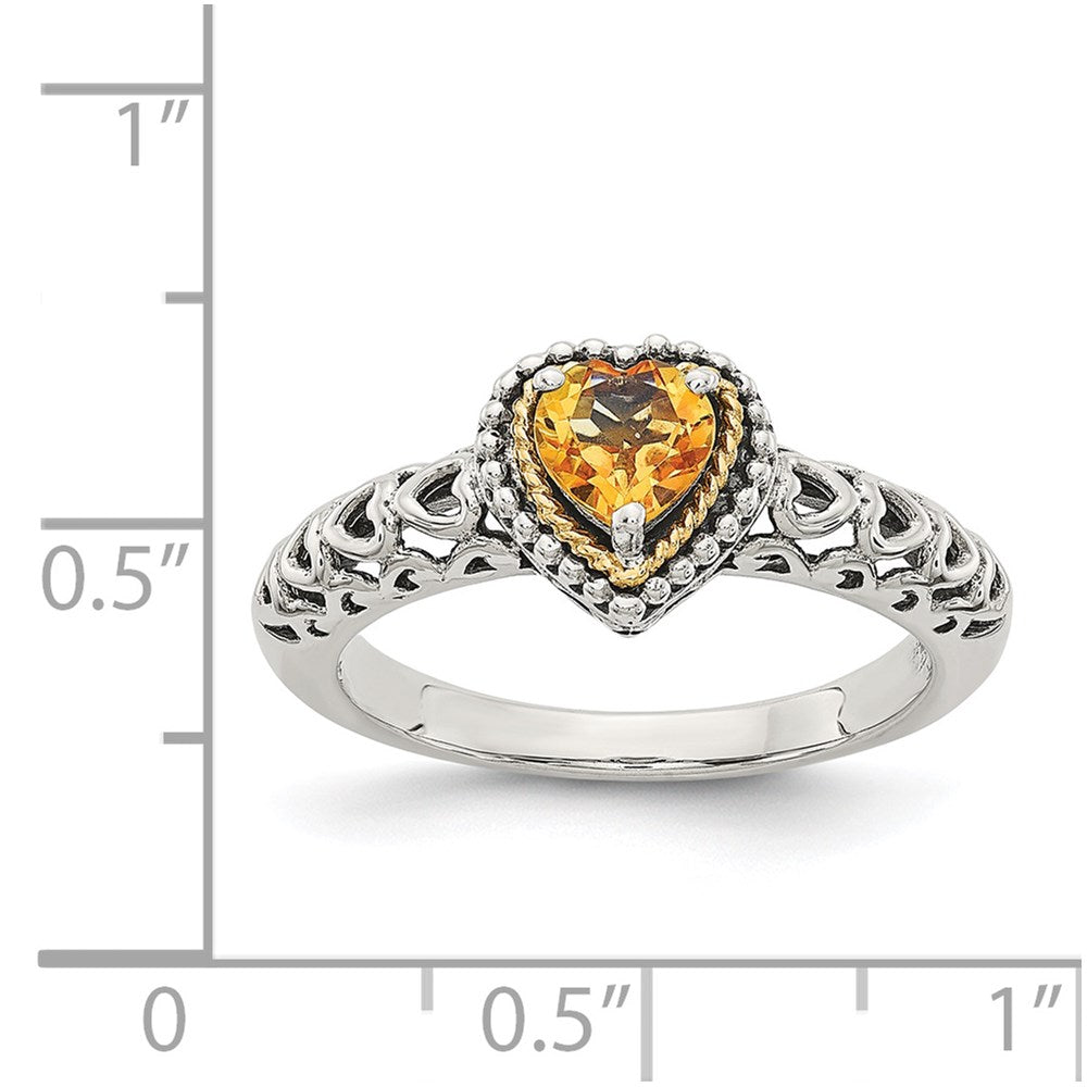 Sterling Silver Antiqued w/14k Citrine Ring