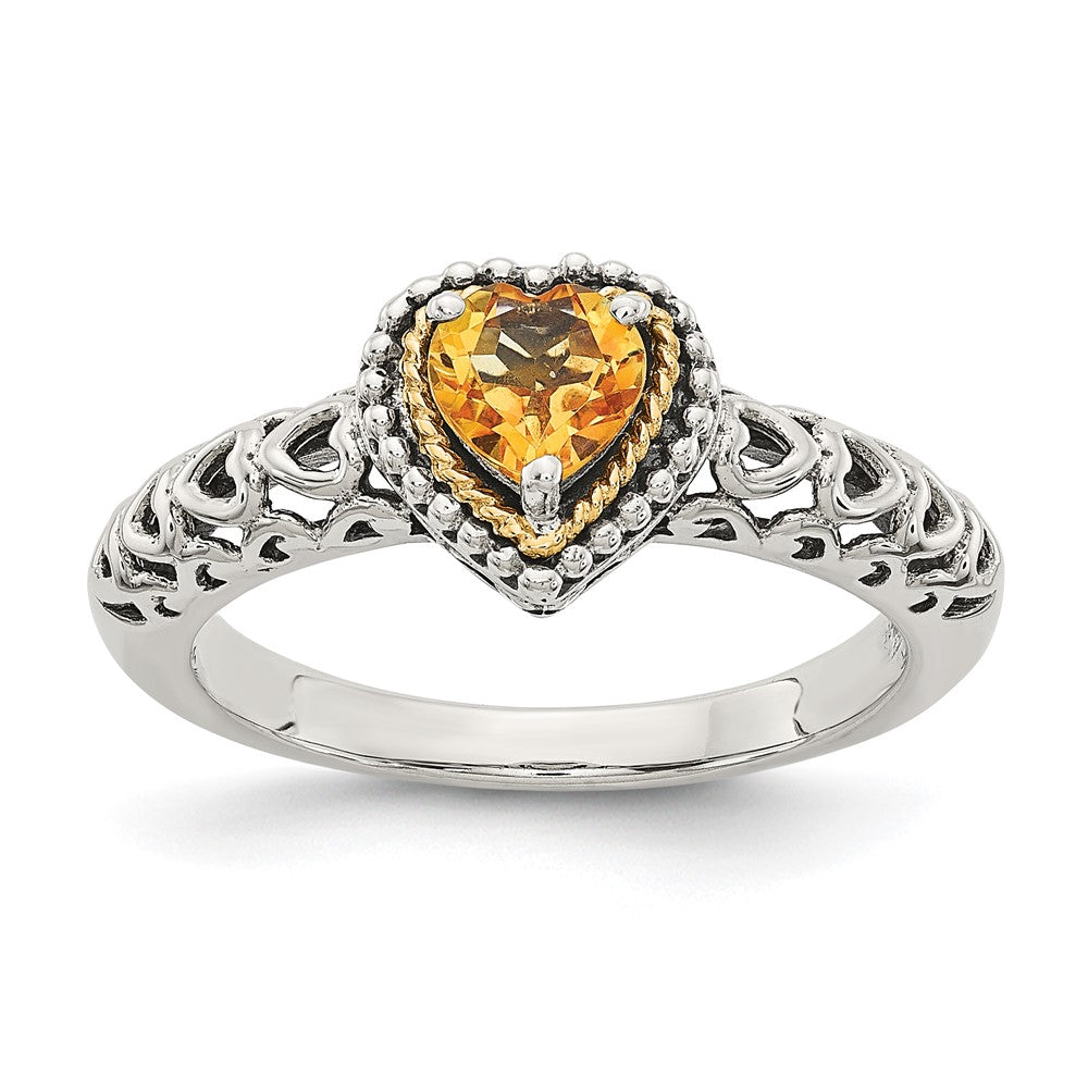 Sterling Silver Antiqued w/14k Citrine Ring