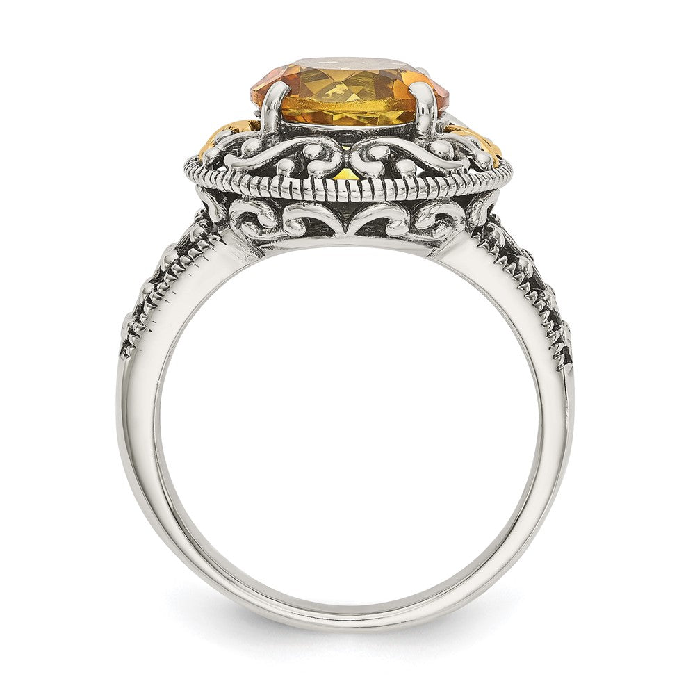 Sterling Silver Antiqued w/14k Citrine Ring