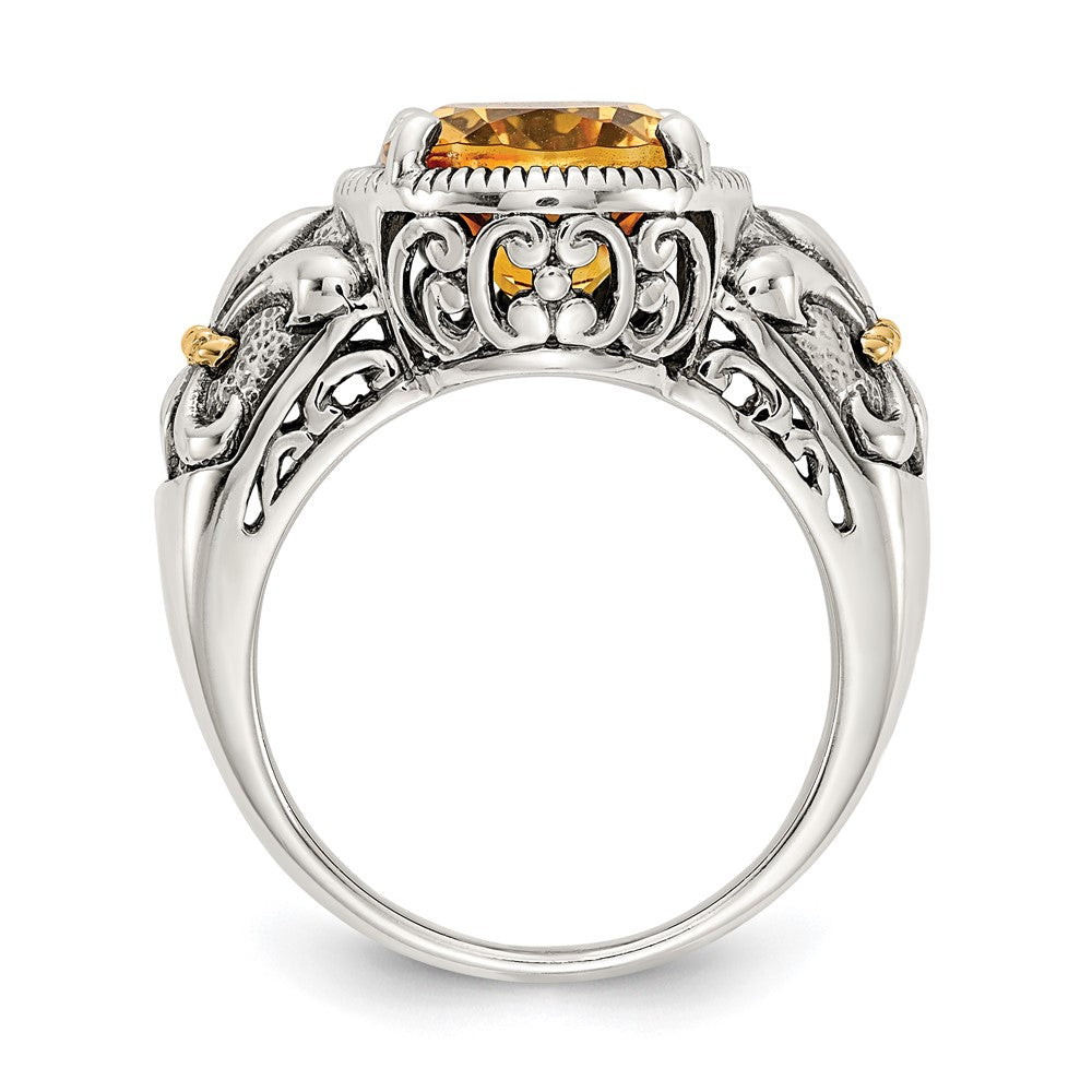 Sterling Silver Antiqued w/14k Citrine Ring