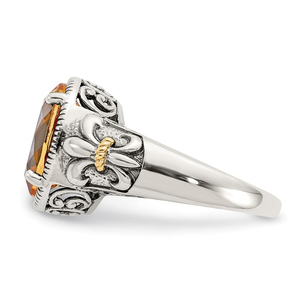 Sterling Silver Antiqued w/14k Citrine Ring