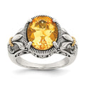 Sterling Silver Antiqued w/14k Citrine Ring