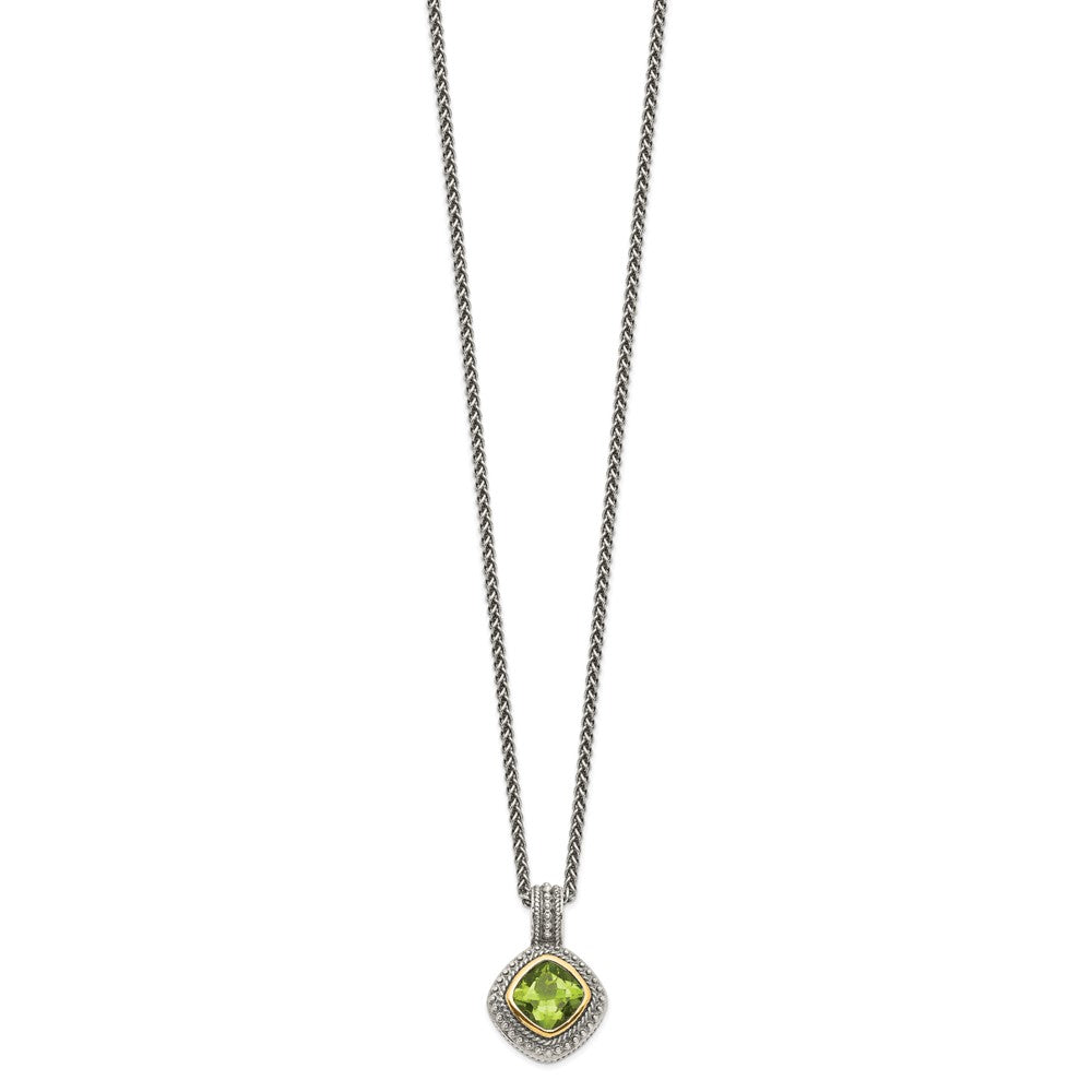 Sterling Silver Antiqued w/14k Peridot Necklace