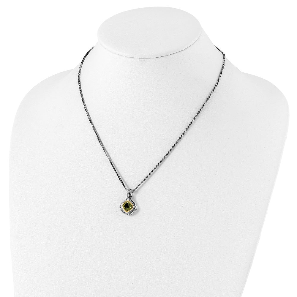 Sterling Silver Antiqued w/14k Peridot Necklace