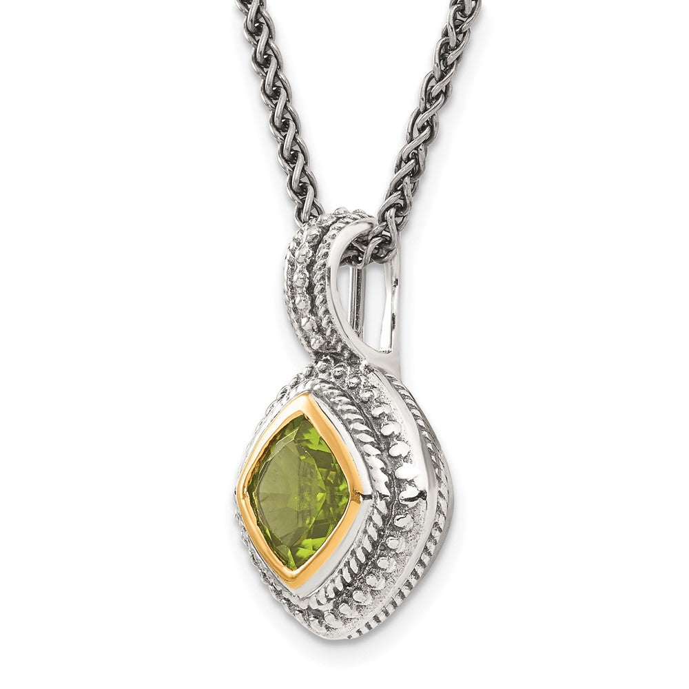 Sterling Silver Antiqued w/14k Peridot Necklace