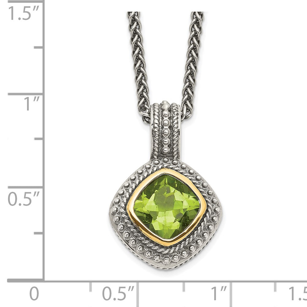 Sterling Silver Antiqued w/14k Peridot Necklace
