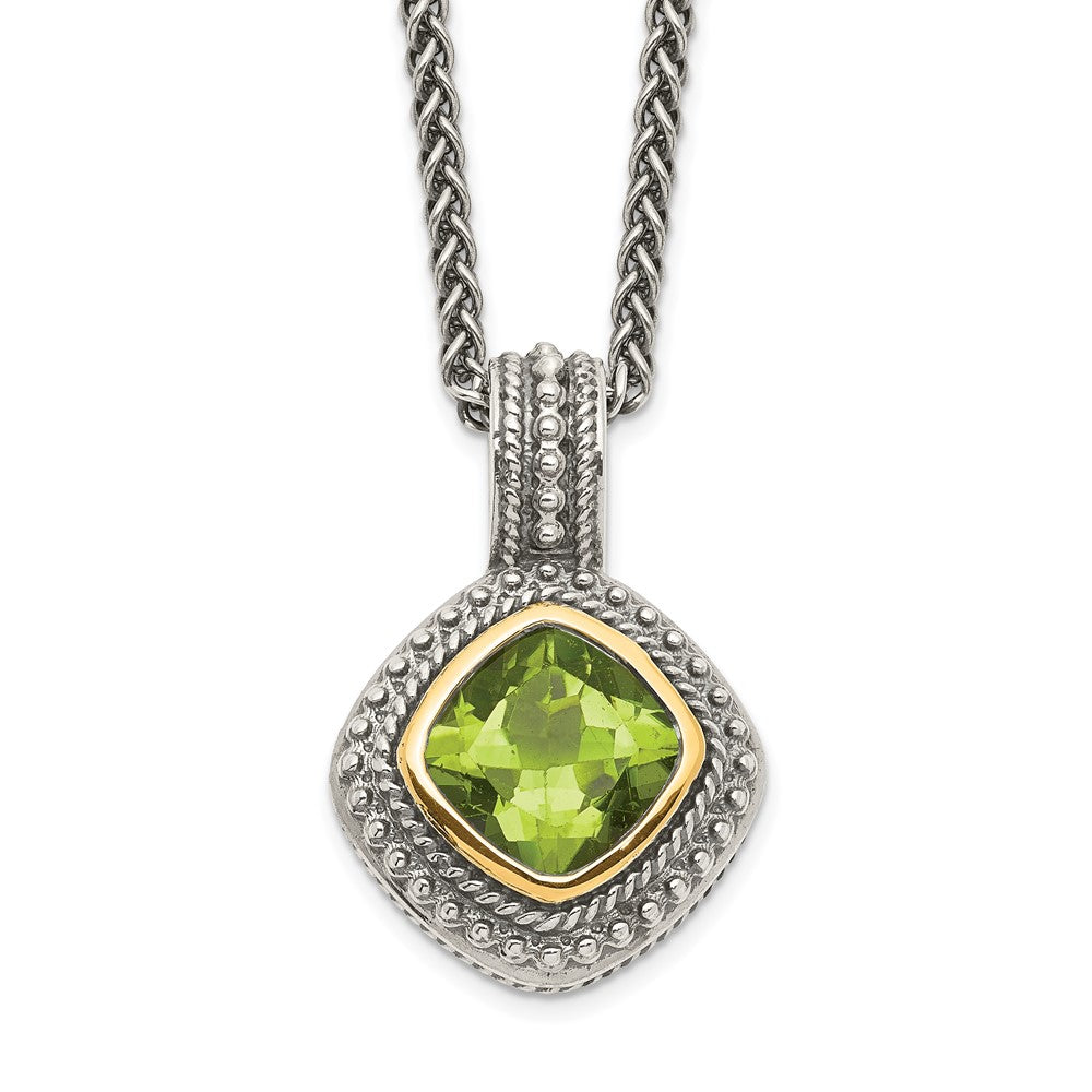 Sterling Silver Antiqued w/14k Peridot Necklace