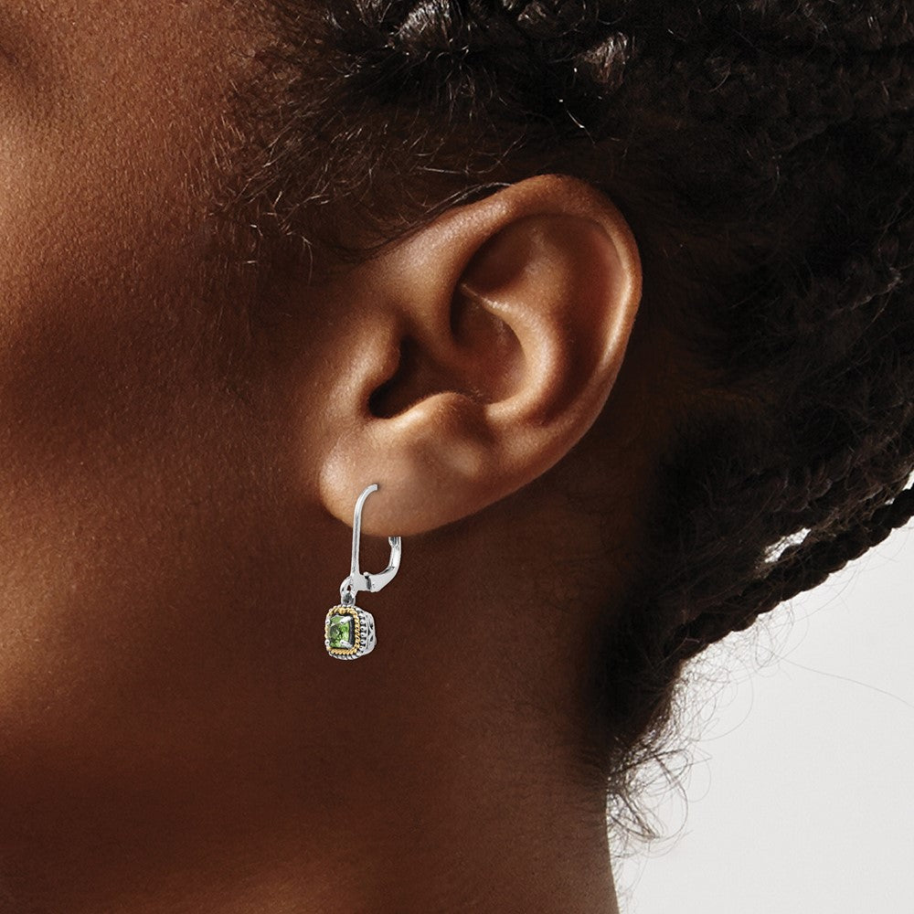 Sterling Silver Antiqued w/14k Peridot Earrings