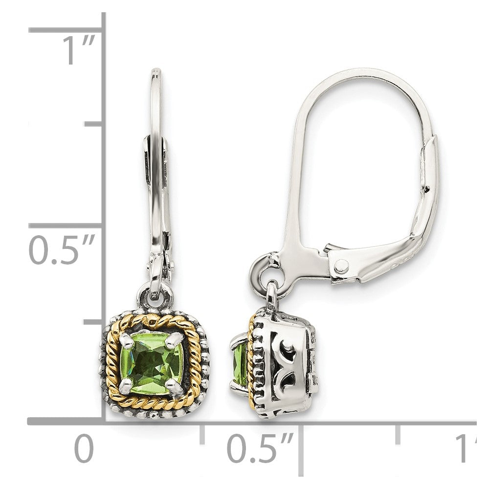 Sterling Silver Antiqued w/14k Peridot Earrings