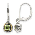 Sterling Silver Antiqued w/14k Peridot Earrings