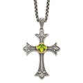 Sterling Silver Antiqued w/14k Diamond & Peridot Necklace